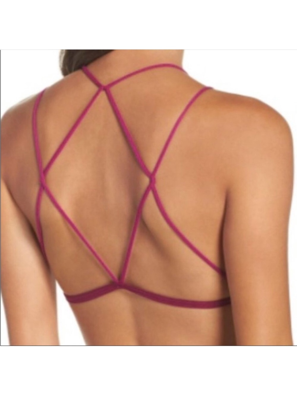 Free People High Neck Strappy Back Bralette in Pink / Purple NWT